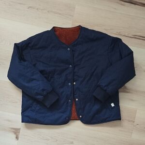Reversible Navy Jacket with Rust Sherpa Lining